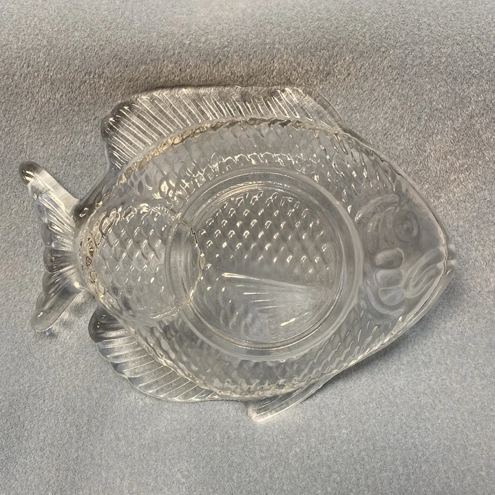 2-Glass Fish Appetizer Plate 1950's Brazil (Set of two)